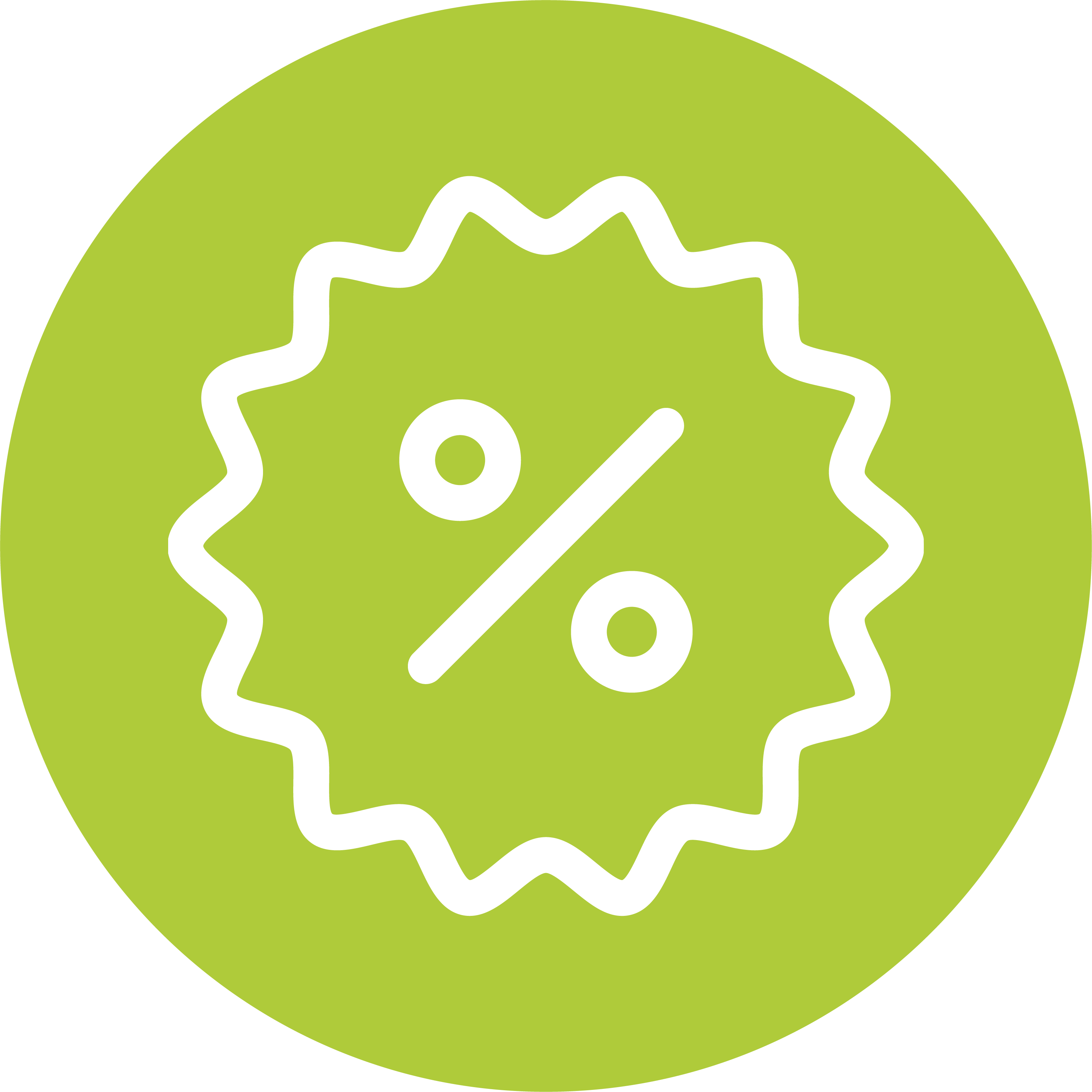 Grüner Kreis mit weißem Icon eines Preisschildes mit Prozentzeichen auf grünem kreisförmigem Hintergrund steht für Mitarbeiter-Rabatte und Sonderaktionen.